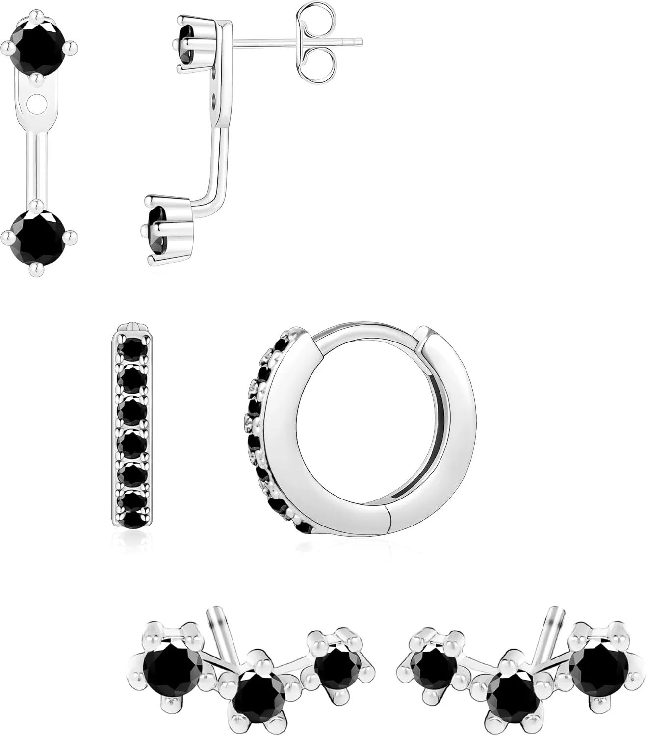Small Sterling Silver Huggie Hoop Earrings Set for Women, 14K Gold Plated Cartilage Earings for Multiple Piercing Hypoallergenic Trendy Jewelry, Dainty Tiny Mini Stack Cubic Zircon Earring Gift