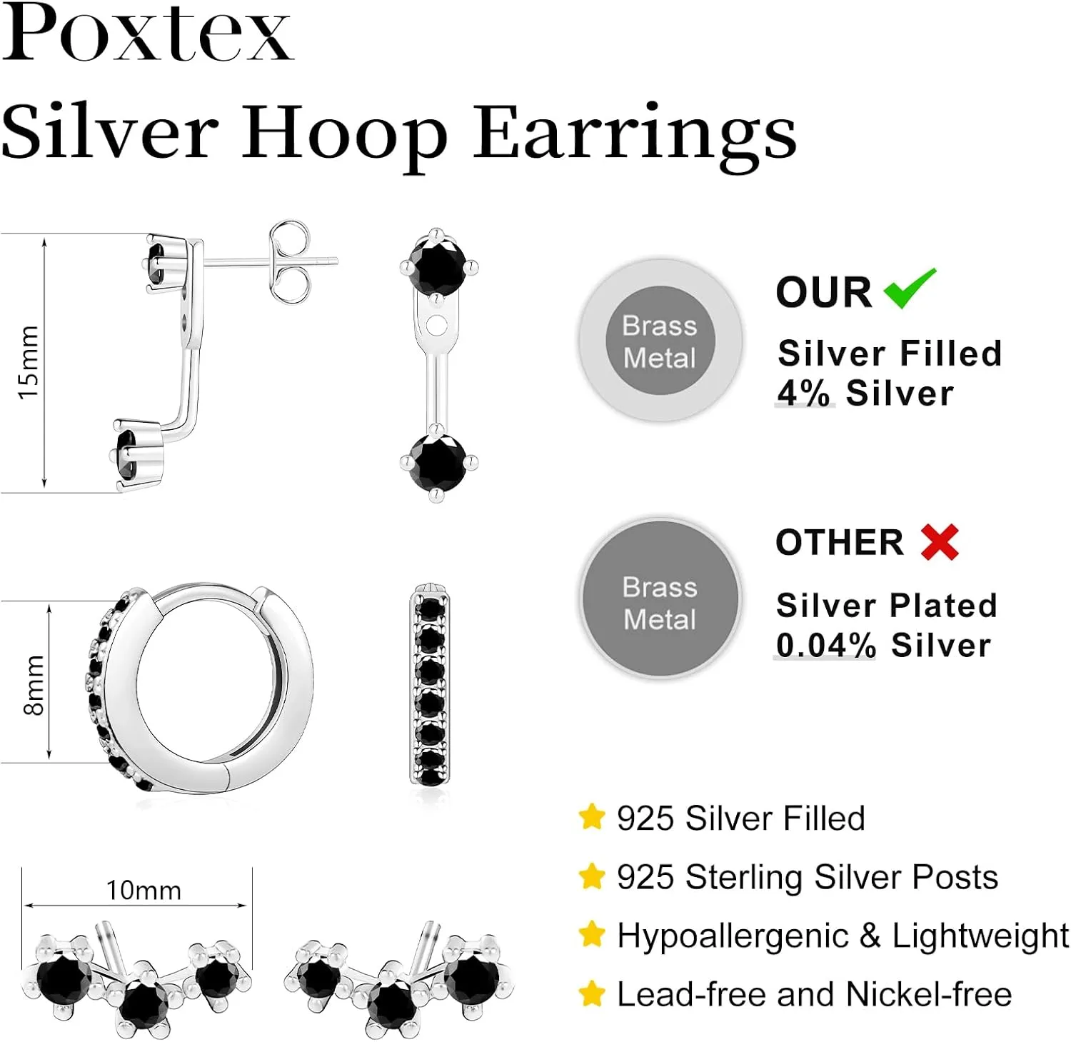 Small Sterling Silver Huggie Hoop Earrings Set for Women, 14K Gold Plated Cartilage Earings for Multiple Piercing Hypoallergenic Trendy Jewelry, Dainty Tiny Mini Stack Cubic Zircon Earring Gift
