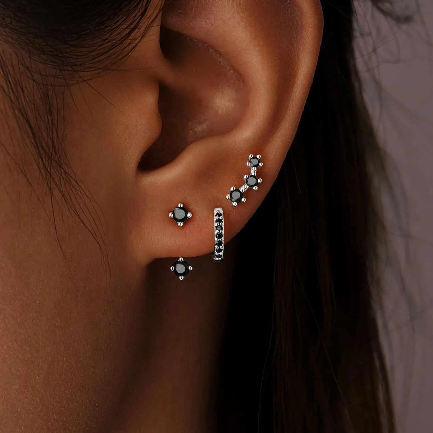 Small Sterling Silver Huggie Hoop Earrings Set for Women, 14K Gold Plated Cartilage Earings for Multiple Piercing Hypoallergenic Trendy Jewelry, Dainty Tiny Mini Stack Cubic Zircon Earring Gift