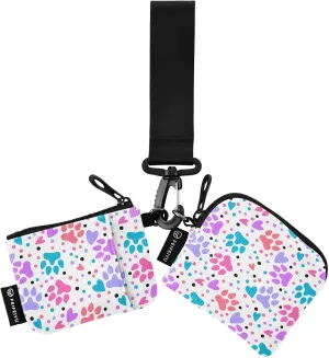 Small Wallet for Women Animals Paw Print Colored Footprints Zip Around Dual Pouch Wristlet Wallets for Women Portable Card Wallet