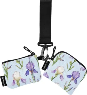 Small Wallet for Women Chic Purple Iris Flower Zip Around Dual Pouch Wristlet Wallets for Women Portable Card Wallet