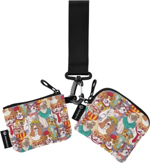 Small Wallet for Women Cute Dog Hipster Animals Zip Around Dual Pouch Wristlet Wallets for Women Portable Card Wallet