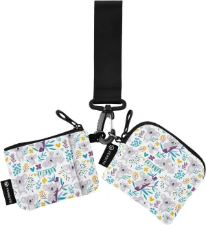 Small Wallet for Women Cute Koala Bears Florals Zip Around Dual Pouch Wristlet Wallets for Women Portable Card Wallet