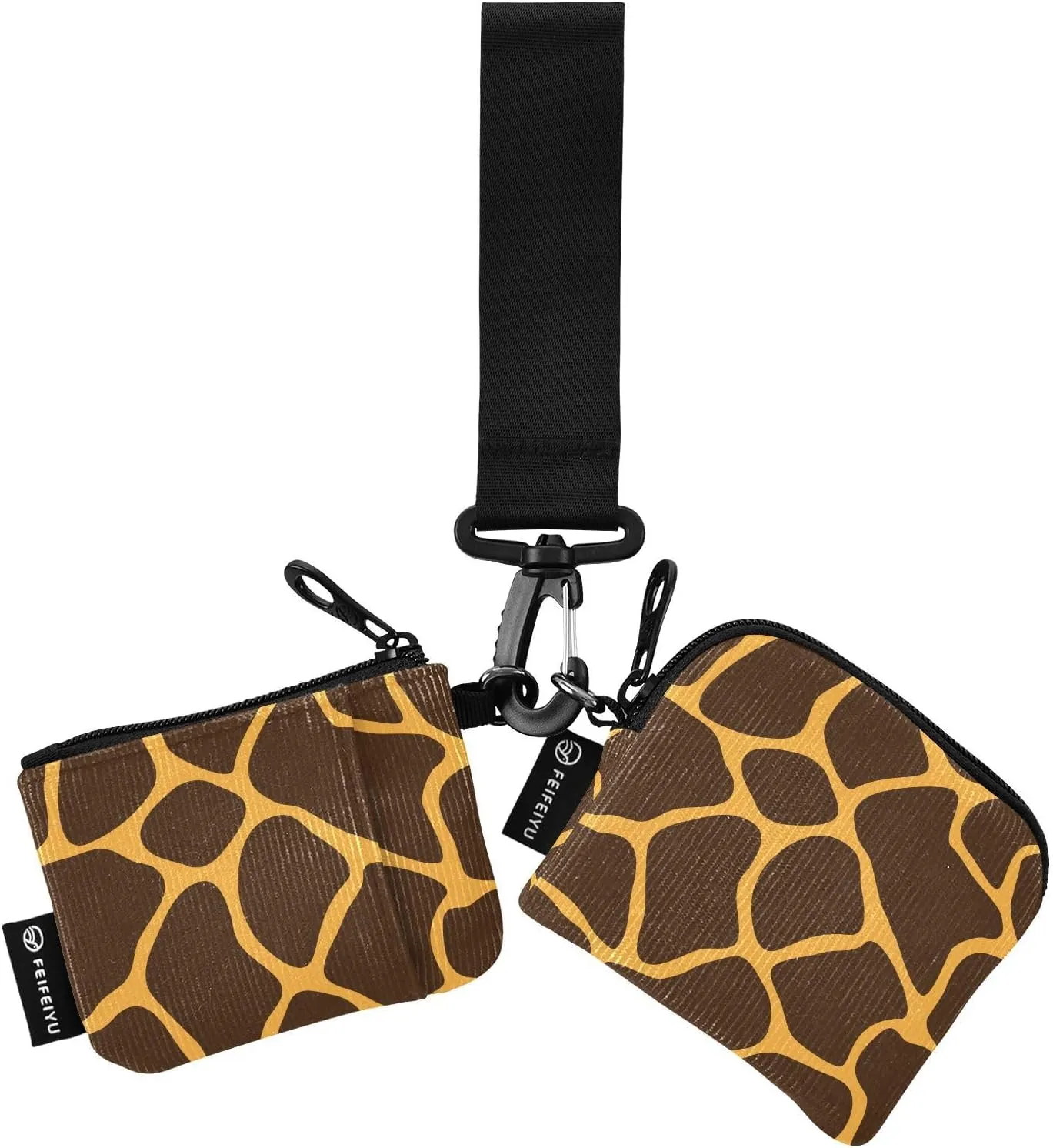 Small Wallet for Women Giraffe Print Animals Zip Around Dual Pouch Wristlet Wallets for Women Portable Card Wallet