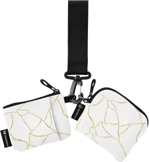 Small Wallet for Women Gold Lines Marble Texture Zip Around Dual Pouch Wristlet Wallets for Women Portable Card Wallet
