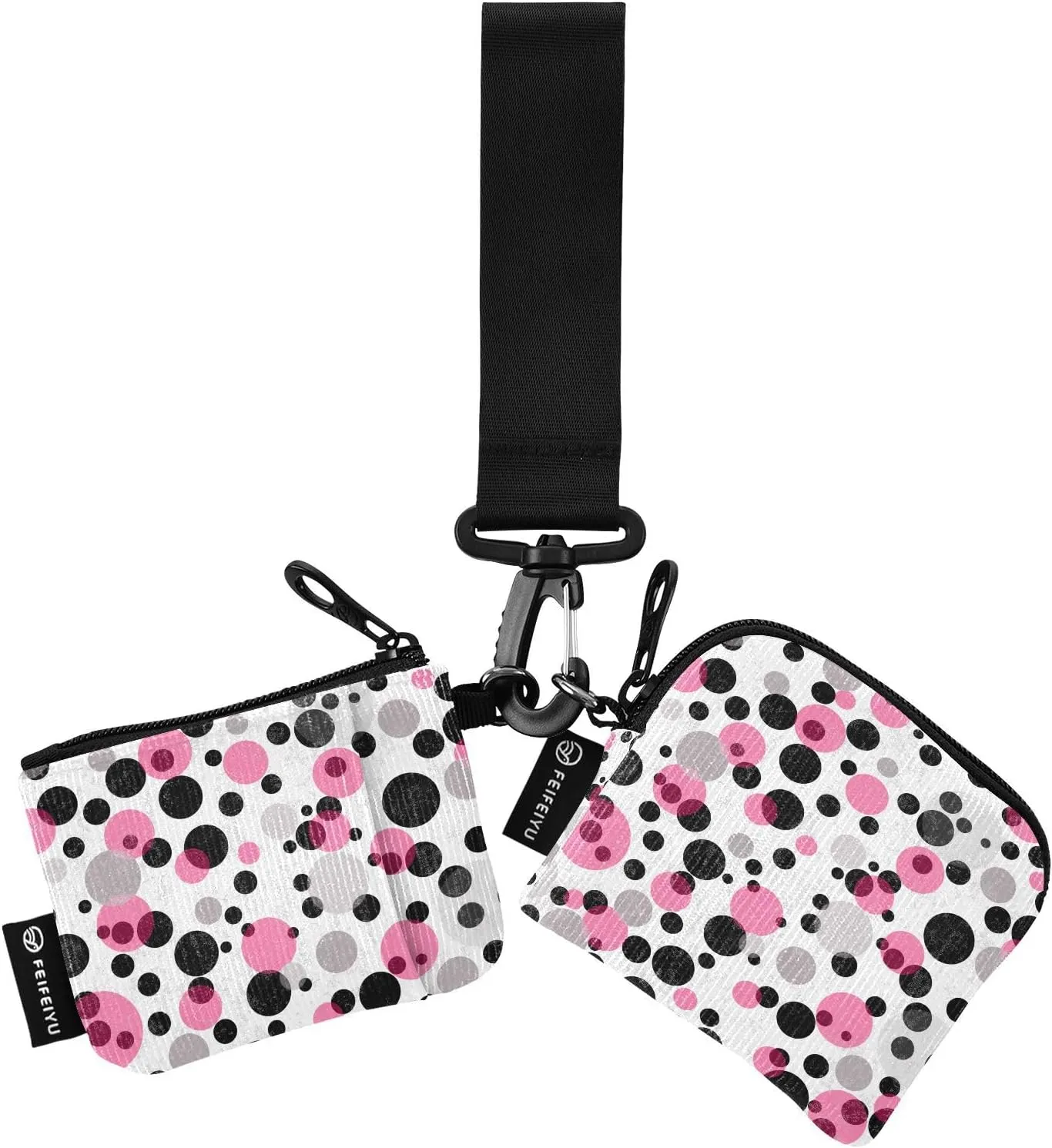 Small Wallet for Women Grungy Colorful Dots Zip Around Dual Pouch Wristlet Wallets for Women Portable Card Wallet