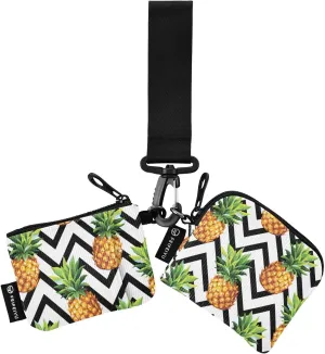 Small Wallet for Women Pineapple Zig Zag Stripes Zip Around Dual Pouch Wristlet Wallets for Women Portable Card Wallet