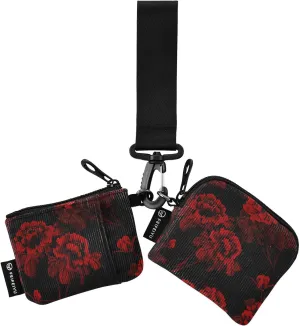 Small Wallet for Women Red Peony Flower Zip Around Dual Pouch Wristlet Wallets for Women Portable Card Wallet