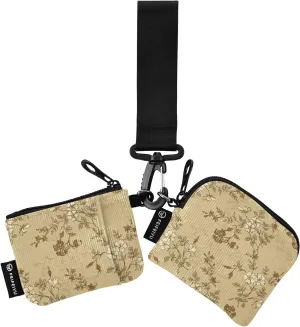 Small Wallet for Women Vintage Flower Pattern Zip Around Dual Pouch Wristlet Wallets for Women Portable Card Wallet