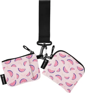 Small Wallet for Women Watermelon Fruit on Pink Zip Around Dual Pouch Wristlet Wallets for Women Portable Card Wallet