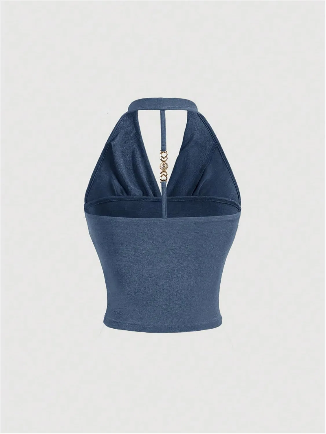 SOLY HUX Women's Halter Tops Draped Front Sleeveless Backless Y2K Crop Sexy Cami Tops Going Out Summer Outfits