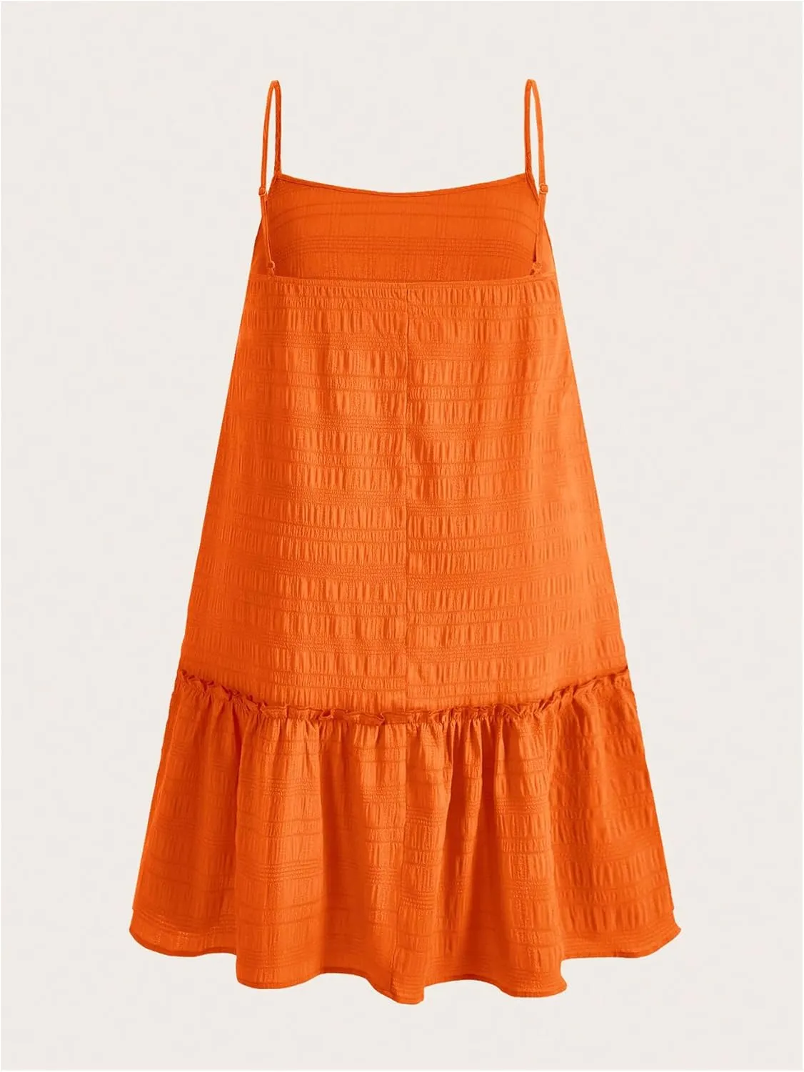 SOLY HUX Women's Plus Size Ruffle Hem Cami Mini Dress Spaghetti Strap Swig Flowy Summer Loose Short Dresses