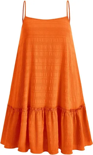 SOLY HUX Women's Plus Size Ruffle Hem Cami Mini Dress Spaghetti Strap Swig Flowy Summer Loose Short Dresses