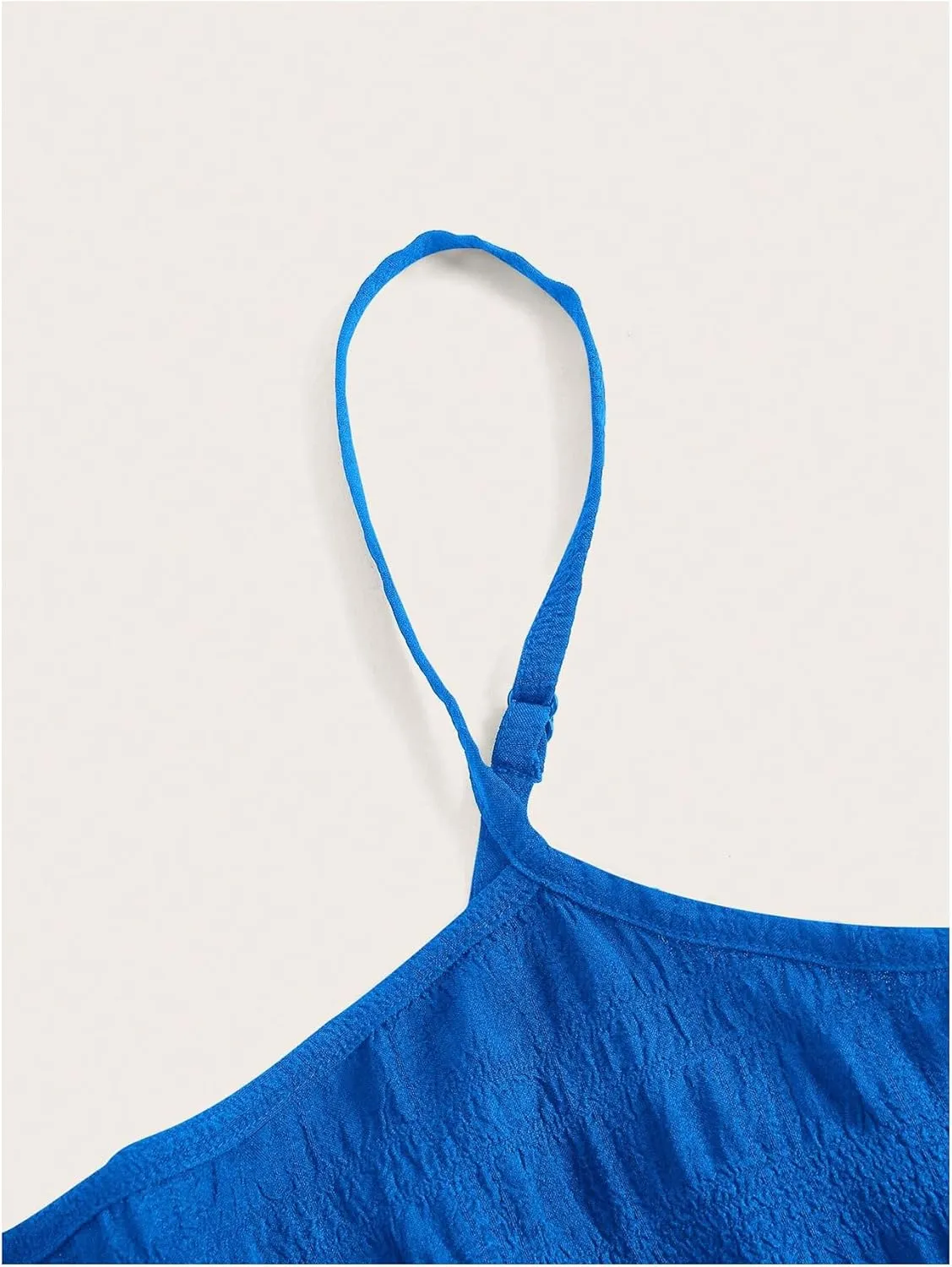 SOLY HUX Women's Plus Size Ruffle Hem Cami Mini Dress Spaghetti Strap Swig Flowy Summer Loose Short Dresses