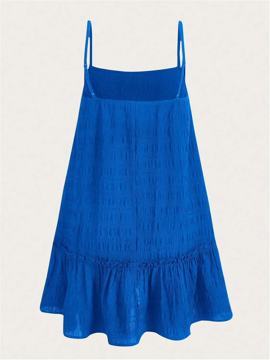 SOLY HUX Women's Plus Size Ruffle Hem Cami Mini Dress Spaghetti Strap Swig Flowy Summer Loose Short Dresses