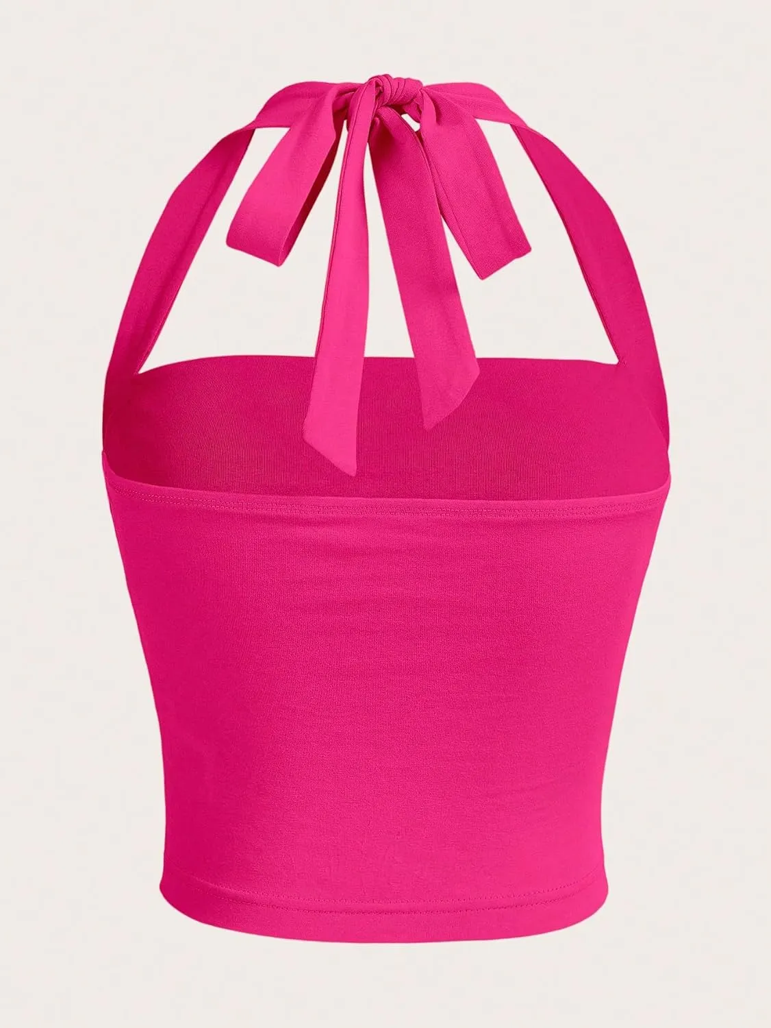 SOLY HUX Women's Ruched Halter Y2K Crop Tops Tie Back Sleeveless Slim Fit Cami Tops