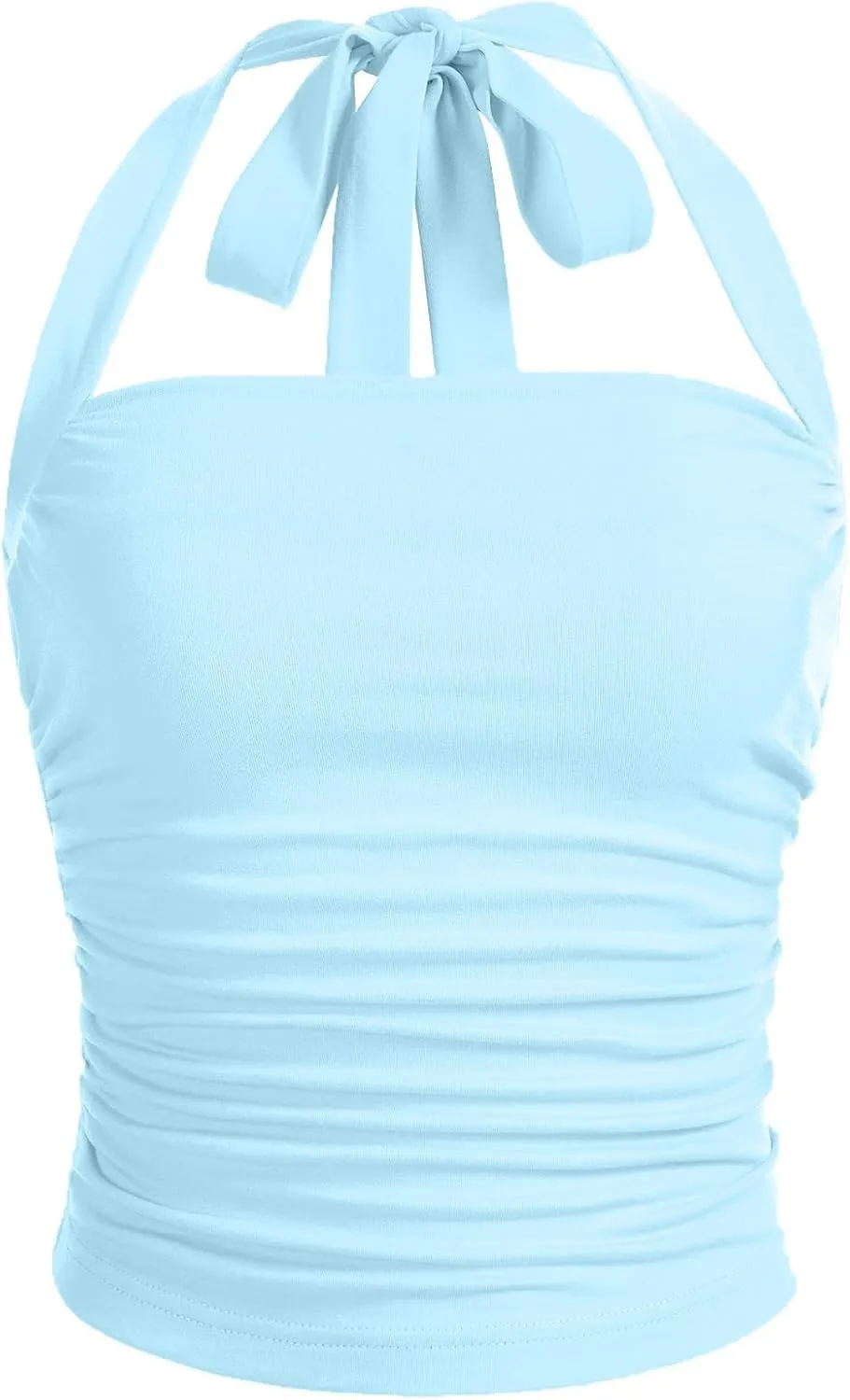 SOLY HUX Women's Ruched Halter Y2K Crop Tops Tie Back Sleeveless Slim Fit Cami Tops