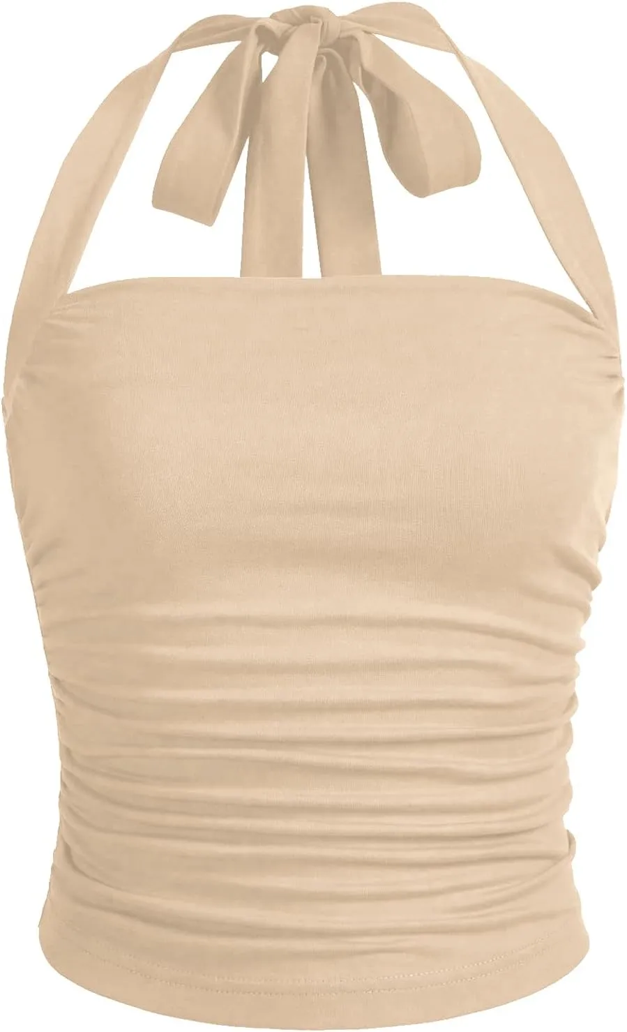 SOLY HUX Women's Ruched Halter Y2K Crop Tops Tie Back Sleeveless Slim Fit Cami Tops