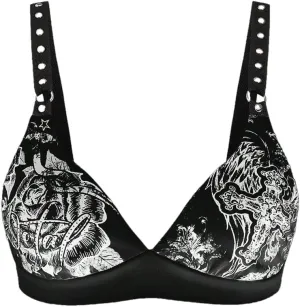 SOLY HUX Women's Y2k Gothic Graphic Cami Crop Tops Rivet Punk Grunge Summer Tops Streetwear