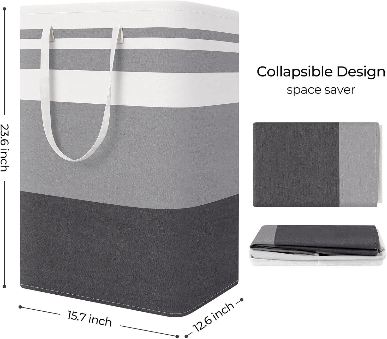 StorageRight Large Collapsible Laundry Basket Hamper with Easy Carry HandlesFreestanding Clothes Hampers for Laundry, Bedroom, Dorm, Towels, Toys, 75L, Gradient Grey
