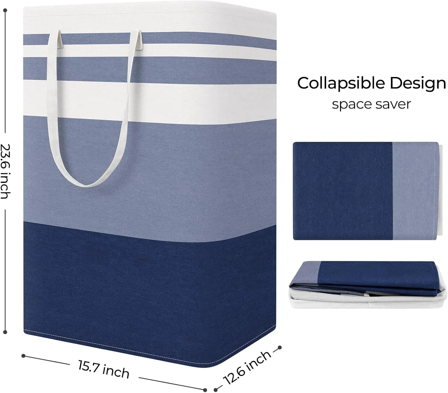 StorageRight Laundry Basket Hamper Large Collapsible Laundry Hamper with Easy Carry HandlesFreestanding Clothes Hampers for Laundry, Bedroom, Dorm, Clothes, Towels, 75L, Gradient Blue
