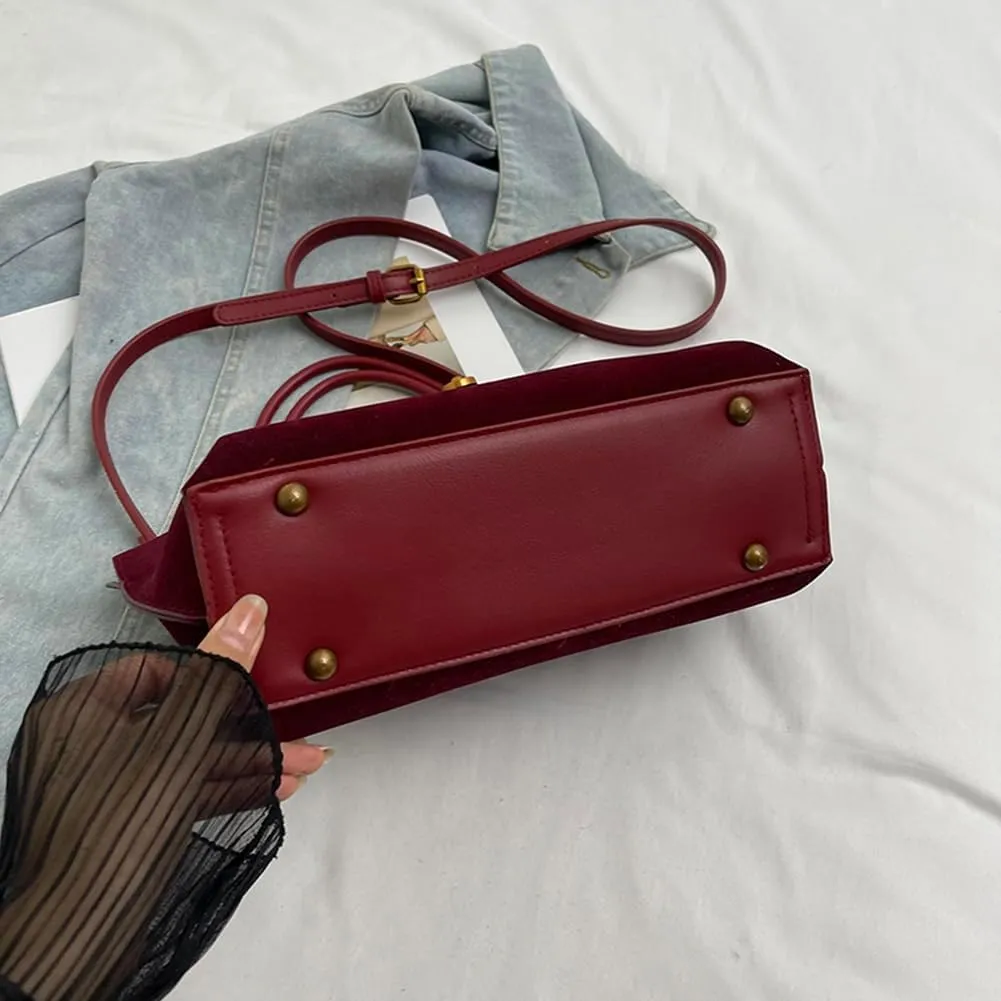 Suede Bags for Women Crossbody Purse 2025 Shoulder Handbag Satchel Brown Top-handle Bag