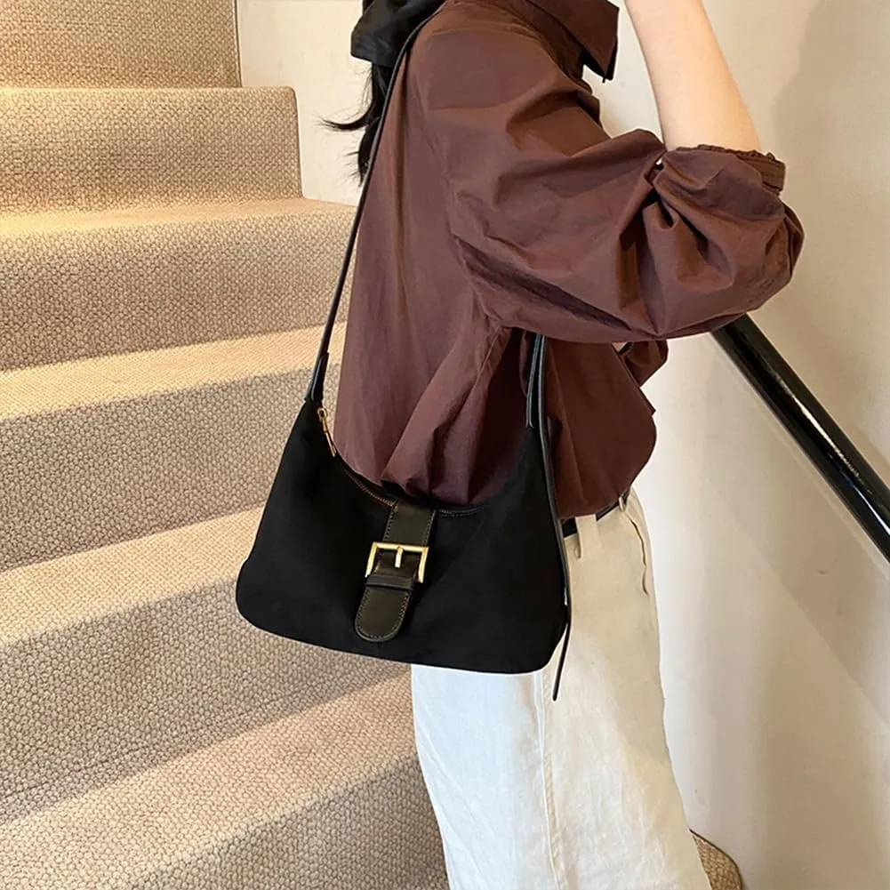 Suede Shoulder bag for Women Vintage Fashion Casual Hobo Bag Women's Small Totes bag Faux Work Handbag Saddle Bag