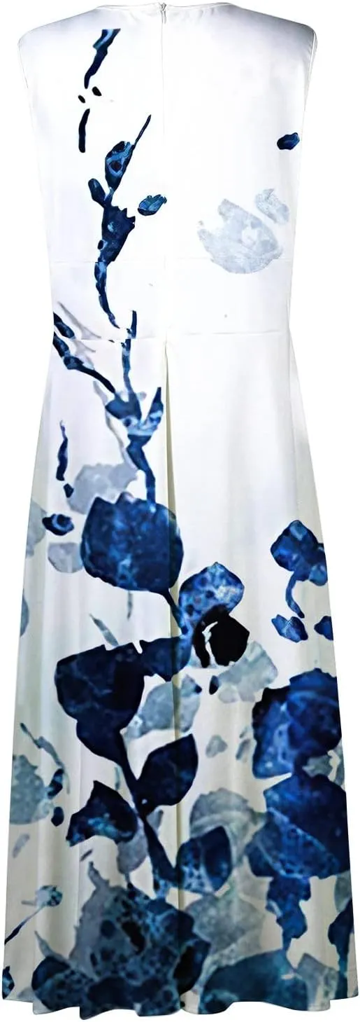 Summer Dresses for Women 2024 Floral Cold Shoulder Sleeve V Neck Holiday Dress Waist Retraction Ruffle Hem Gown Dresses