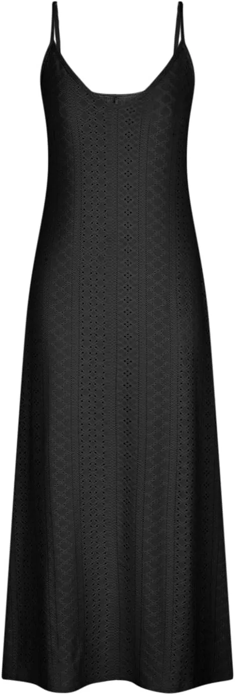 Summer Dresses for Women 2025 Trendy V Neck Eyelet Sleeveless Maxi Dress Spring Boho Beach Vacation Clothes