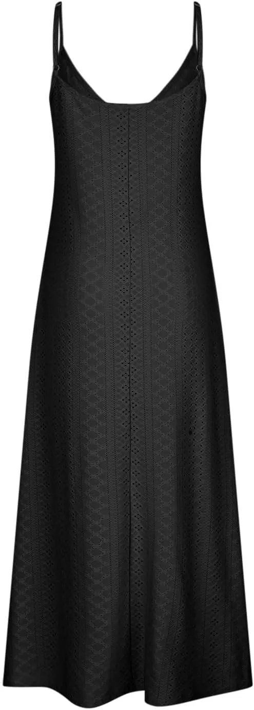 Summer Dresses for Women 2025 Trendy V Neck Eyelet Sleeveless Maxi Dress Spring Boho Beach Vacation Clothes