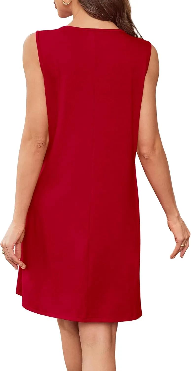 Summer Dresses for Women Sleeveless Lace Crewneck Sundress (S-3XL)