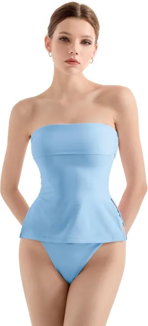 SUUKSESS Women Double Lined Going Out Trendy Tube Tops Side Split Sexy Tank Tops