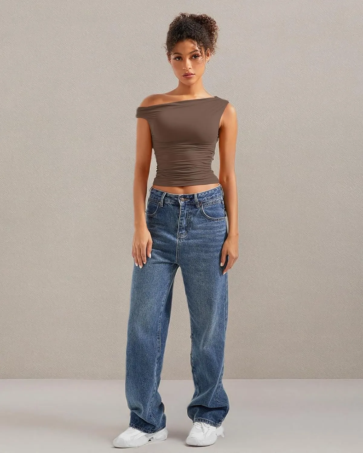 SUUKSESS Women Off Shoulder Tops Sleeveless Shirts Y2K Going Out Crop Tank Top