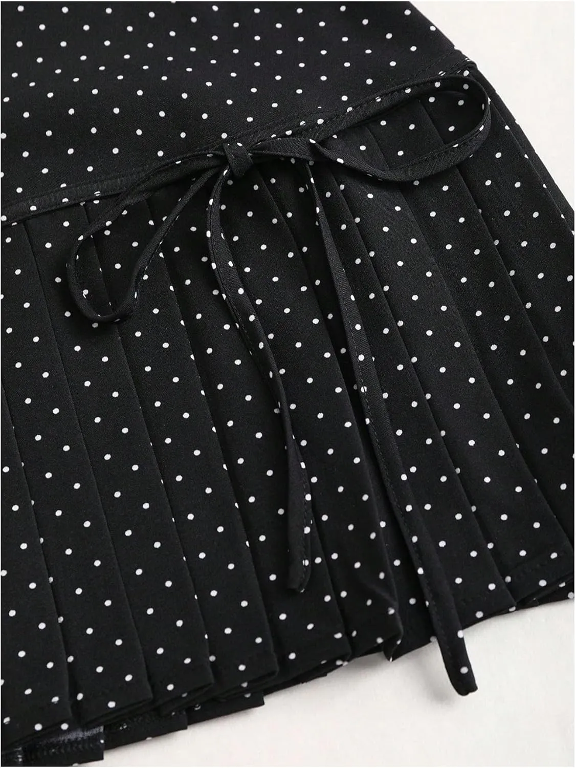 SweatyRocks Women's Polka Dots Pleated Mini Skirt Bow A Line Y2K Summer Skirts