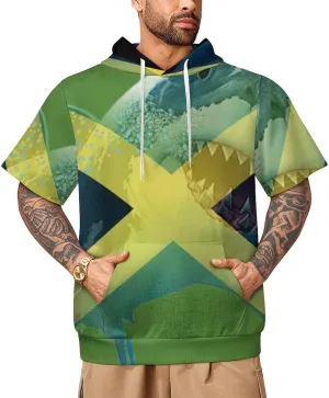 TAIZIYEAH Puerto Rico Flag-Frog Short Sleeved Hoodie Mens Short Sleeve Hoodie Sweatshirts Drawstring Pullover Unique