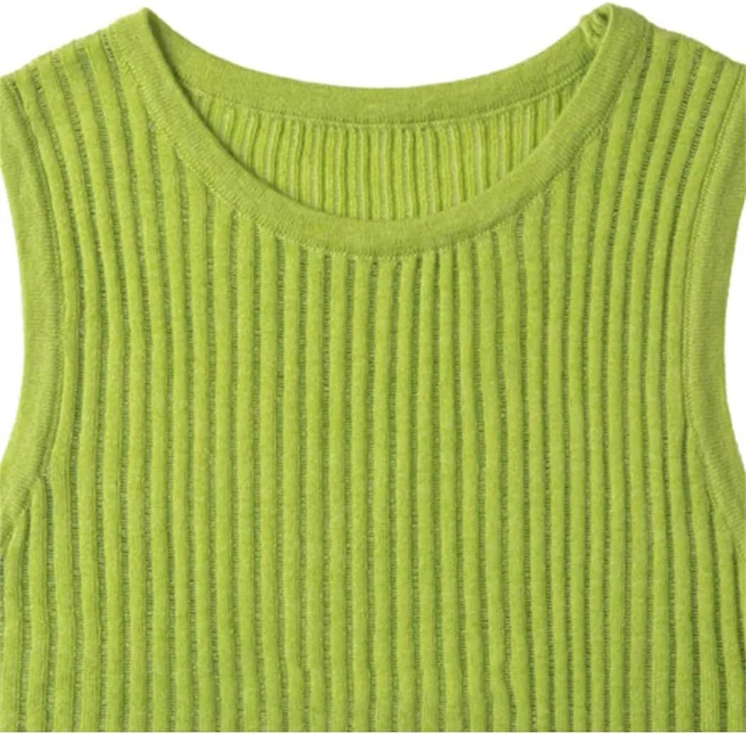 Tank Top for Women Wool Solid Tanks Striped Through Hollow Out Women Tops Sleeveless Elastic Tops