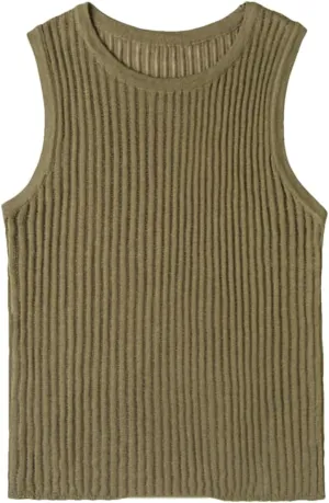 Tank Top for Women Wool Solid Tanks Striped Through Hollow Out Women Tops Sleeveless Elastic Tops