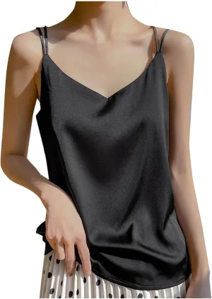 Tank Tops for Women 2025 Fashion Silk Satin Camisole Sexy Summer Spaghetti Strap Tops Loose Comfy Sleeveless Tanks
