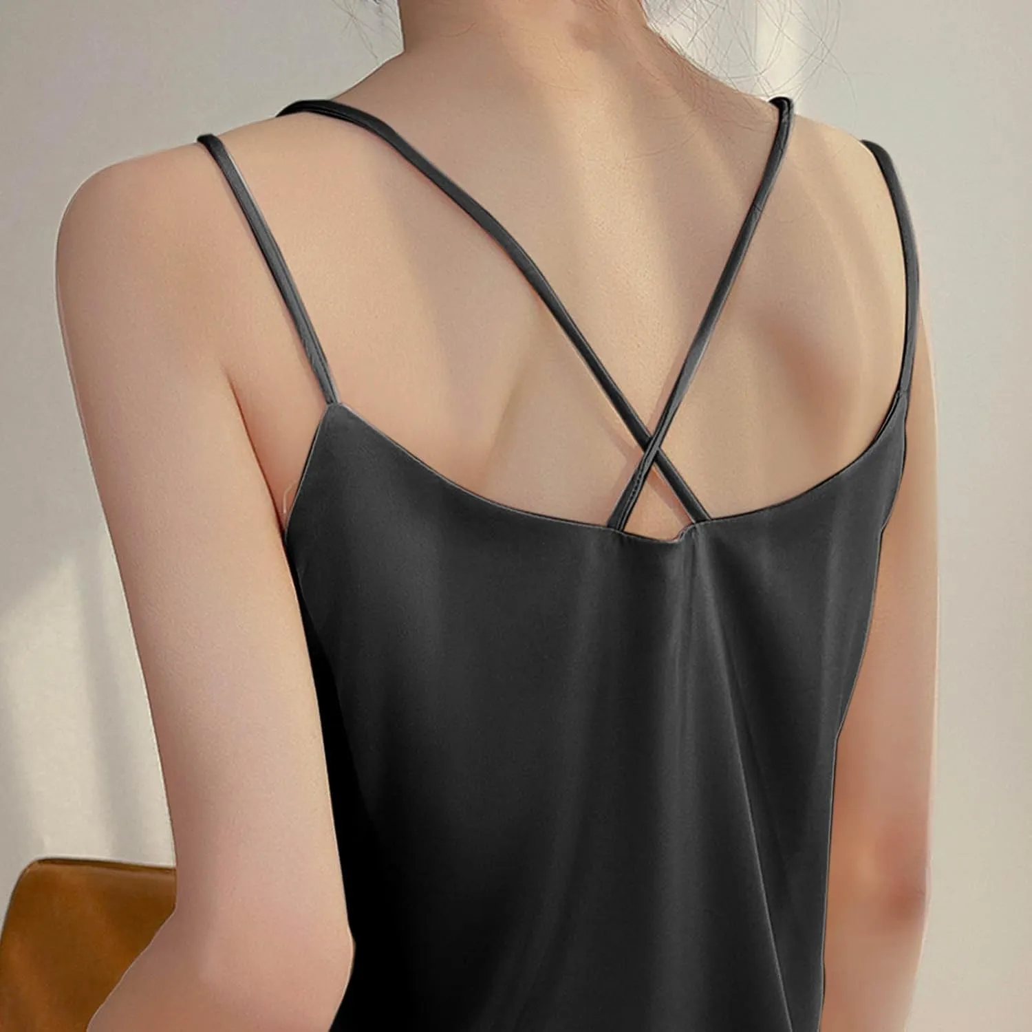 Tank Tops for Women 2025 Fashion Silk Satin Camisole Sexy Summer Spaghetti Strap Tops Loose Comfy Sleeveless Tanks