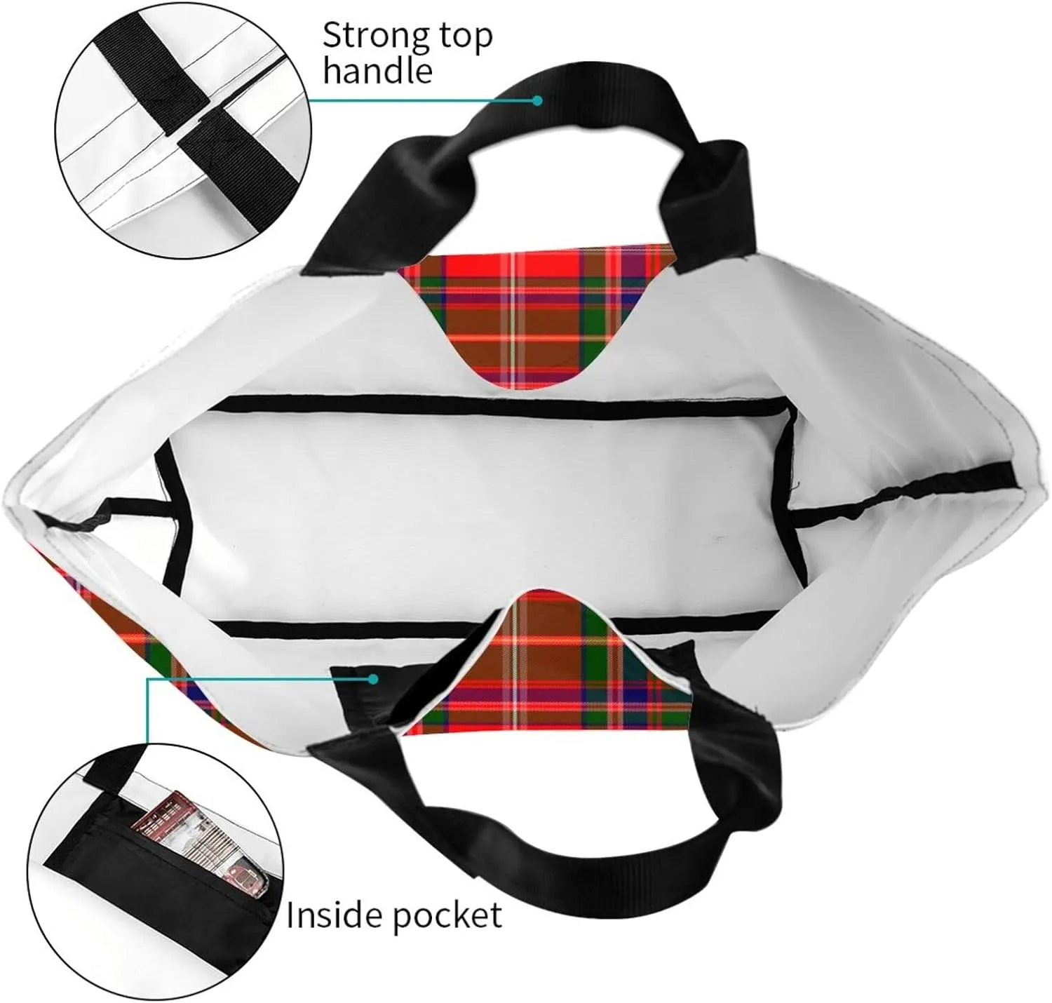 Tartan Plaid Check Tote Bag For Women Weekender Travel Bag Reusable Grocery Bags Large Totes Handbags
