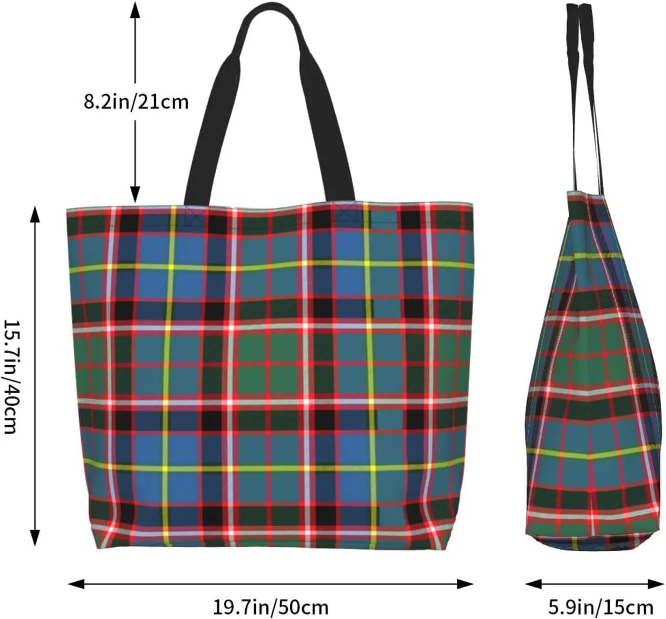 Tartan Plaid Check Tote Bag For Women Weekender Travel Bag Reusable Grocery Bags Large Totes Handbags