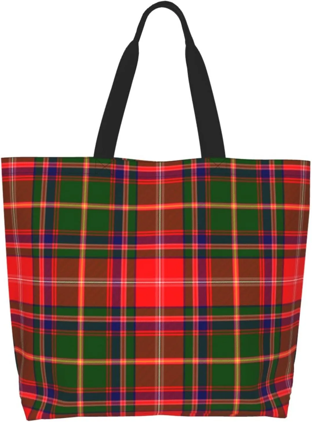 Tartan Plaid Check Tote Bag For Women Weekender Travel Bag Reusable Grocery Bags Large Totes Handbags