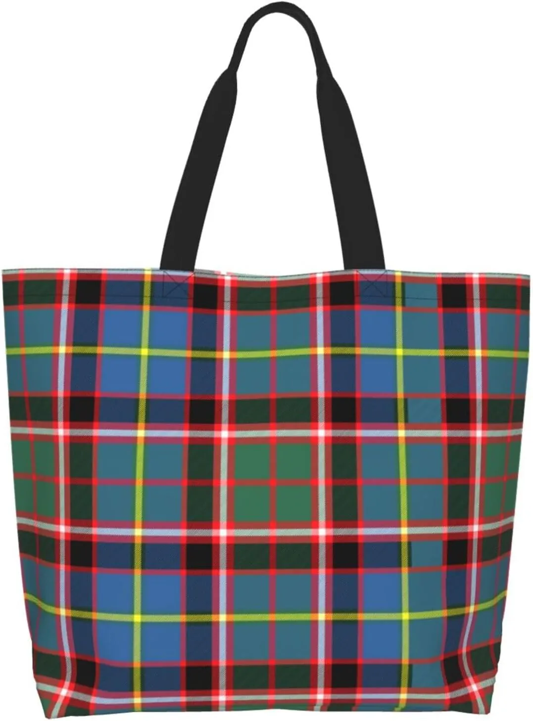 Tartan Plaid Check Tote Bag For Women Weekender Travel Bag Reusable Grocery Bags Large Totes Handbags