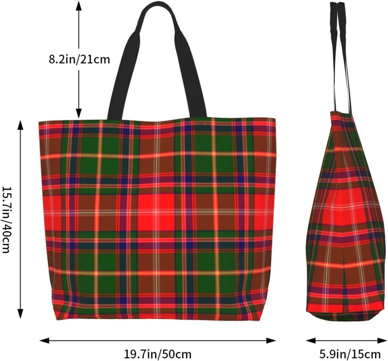 Tartan Plaid Check Tote Bag For Women Weekender Travel Bag Reusable Grocery Bags Large Totes Handbags