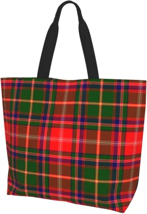 Tartan Plaid Check Tote Bag For Women Weekender Travel Bag Reusable Grocery Bags Large Totes Handbags