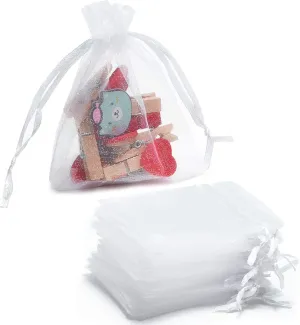 Tendwarm 100 Pcs 3x4 Inch Sheer Organza Bag for Party Wedding Christmas Festival Favor Gift Bags with Drawstring