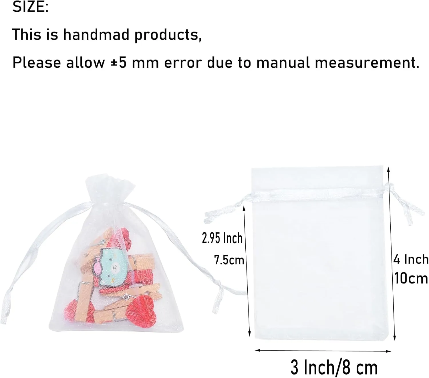 Tendwarm 100 Pcs 3x4 Inch Sheer Organza Bag for Party Wedding Christmas Festival Favor Gift Bags with Drawstring