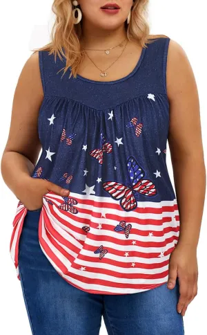 TIYOMI Plus Size Floral Tank Tops for Women Sleeveless Shirts Summer Tunic Tank Tops Flowy Camisoles XL-5XL