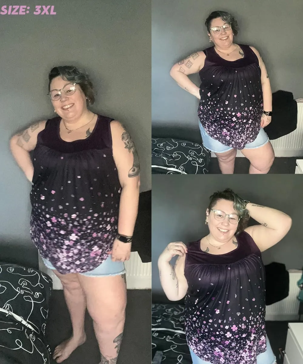 TIYOMI Plus Size Floral Tank Tops for Women Sleeveless Shirts Summer Tunic Tank Tops Flowy Camisoles XL-5XL