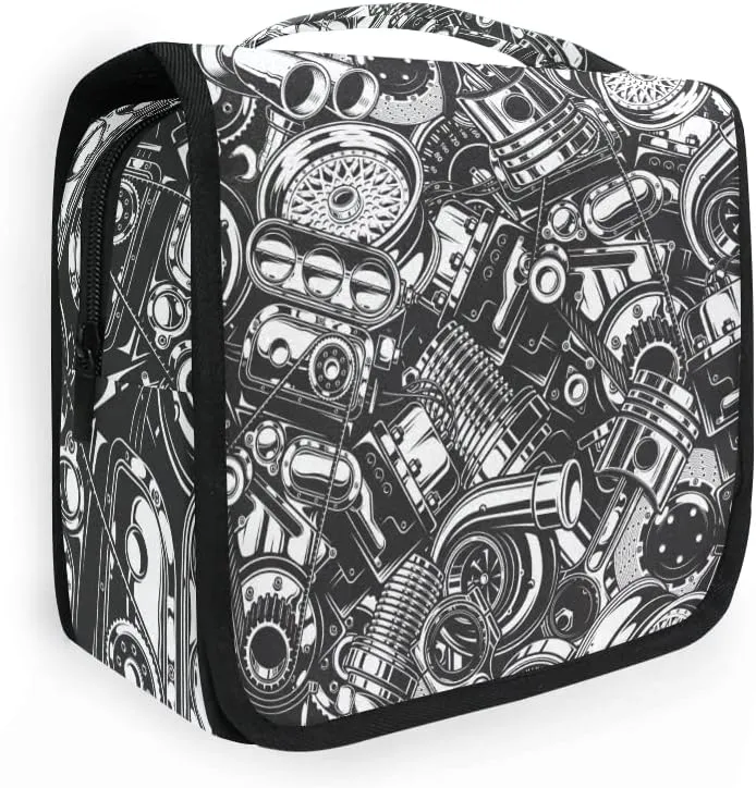 Toiletry Bag Black White Car Parts Hanging Travel Toiletry Bag Dopp Kit Shaving Bag Toiletry Organizer Makeup Cosmetic Bag For Women Men